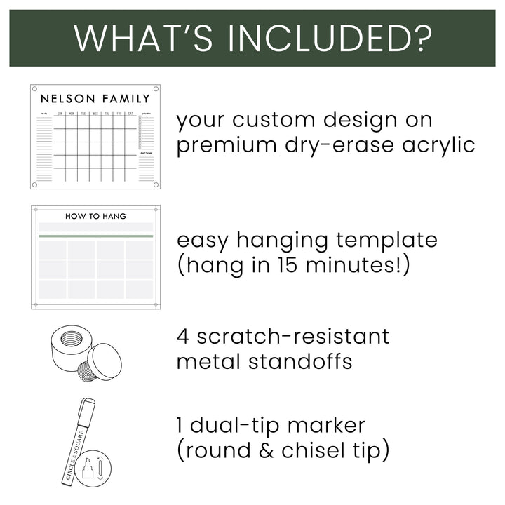 Weekly Frosted Acrylic Calendar + 2 Sections | Horizontal Craig