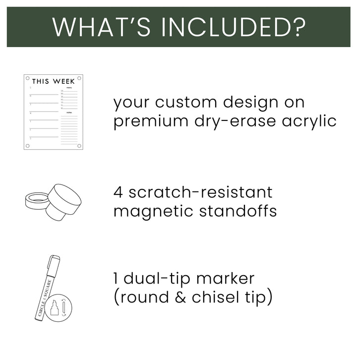 Monthly Acrylic White Fridge Calendar + 2 Sections | Horizontal Madi