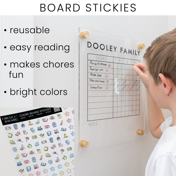 3 Person Frosted Acrylic Chore Chart | Vertical Traeger