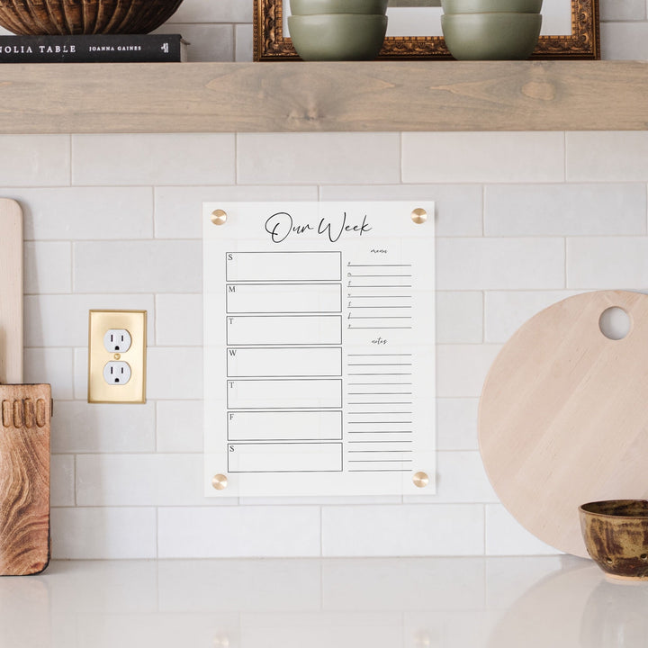 Weekly Frosted Acrylic Calendar + 2 Sections | Vertical Pennington