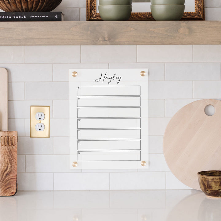 Weekly Frosted Acrylic Calendar | Vertical Pennington