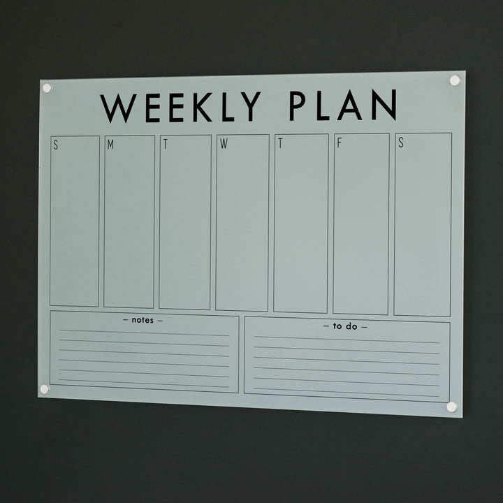Weekly Frosted Acrylic Calendar + 2 Sections | Horizontal Craig
