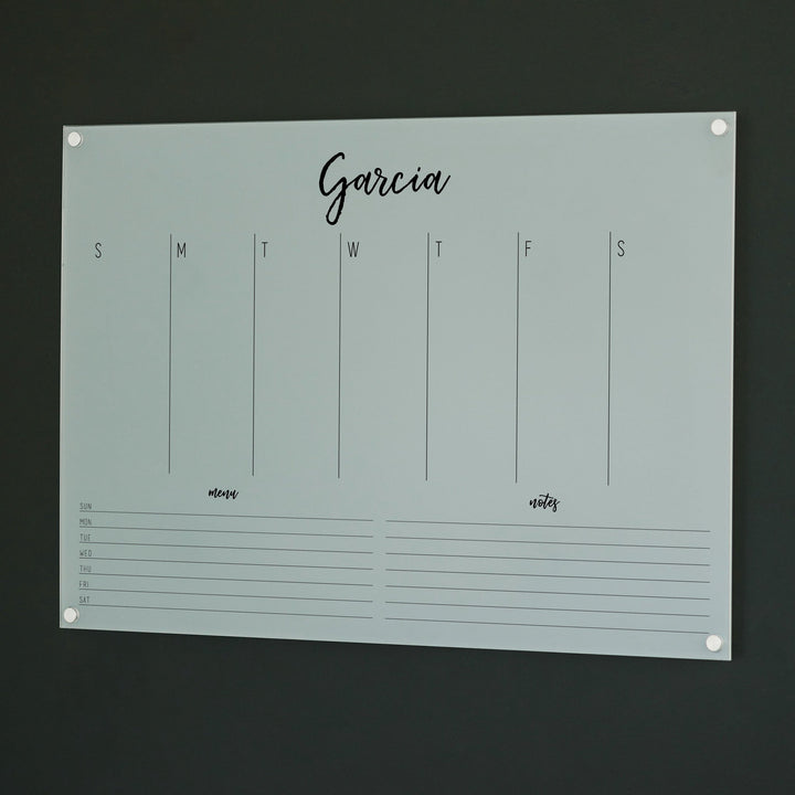 Weekly Frosted Acrylic Calendar + 2 Sections | Horizontal Traeger