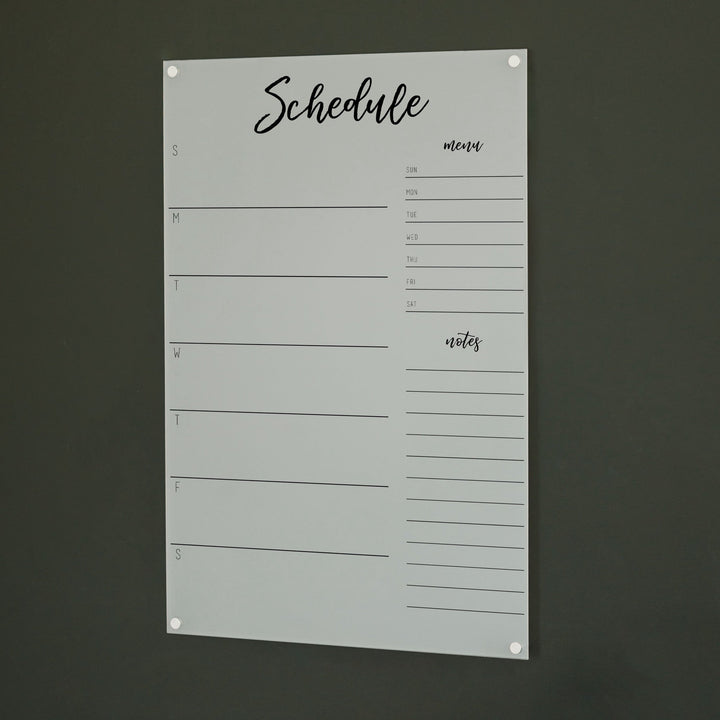 Weekly Frosted Acrylic Calendar + 2 Sections | Vertical Traeger