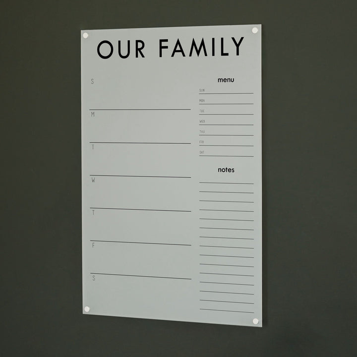 Weekly Frosted Acrylic Calendar + 2 Sections | Vertical Madi