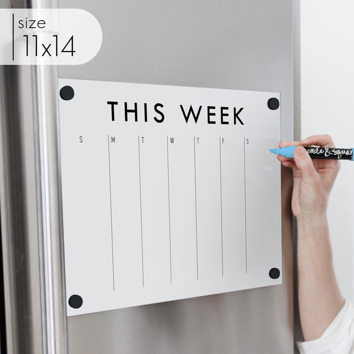 Weekly Acrylic White Fridge Calendar | Horizontal Madi