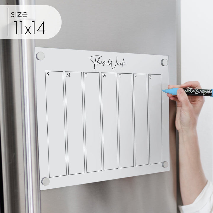 Weekly Acrylic White Fridge Calendar | Horizontal Pennington