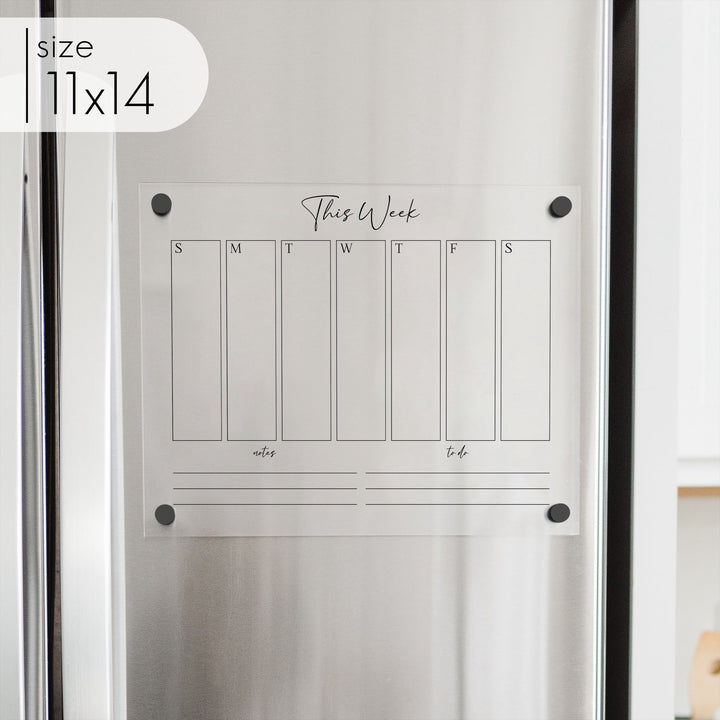 Weekly Acrylic Fridge Calendar + 2 Sections | Horizontal Pennington