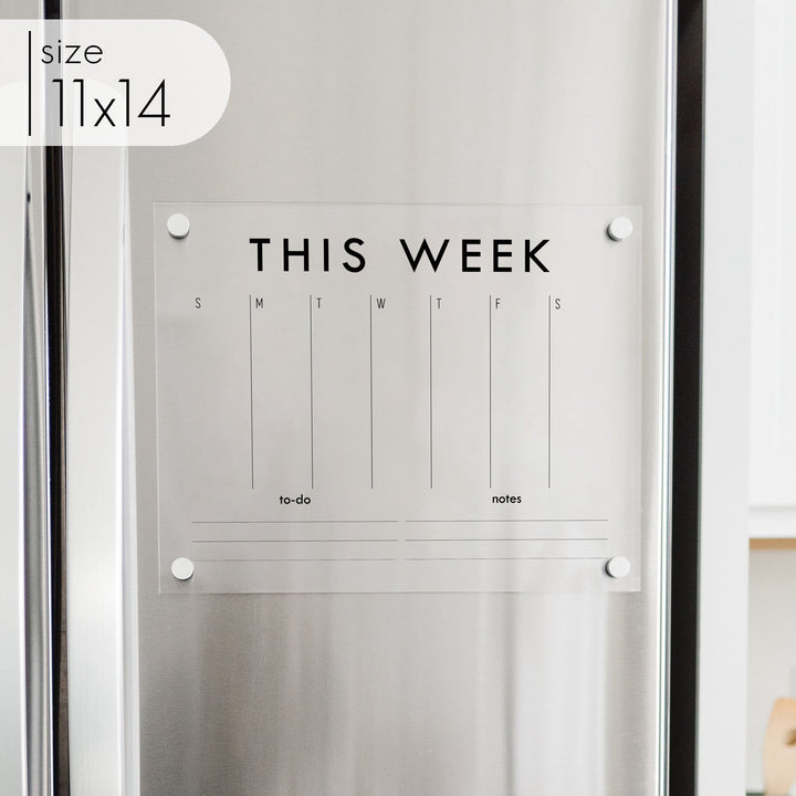 Weekly Acrylic Fridge Calendar + 2 Sections | Horizontal Madi