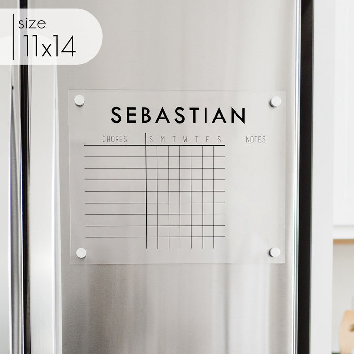 1 Person Acrylic Fridge Chore Chart | Horizontal Madi