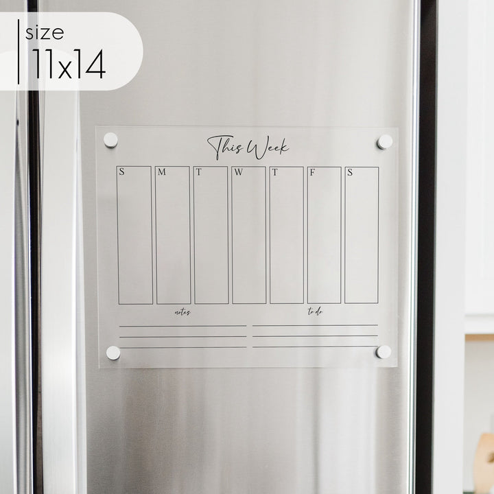 Weekly Acrylic Fridge Calendar + 2 Sections | Horizontal Pennington