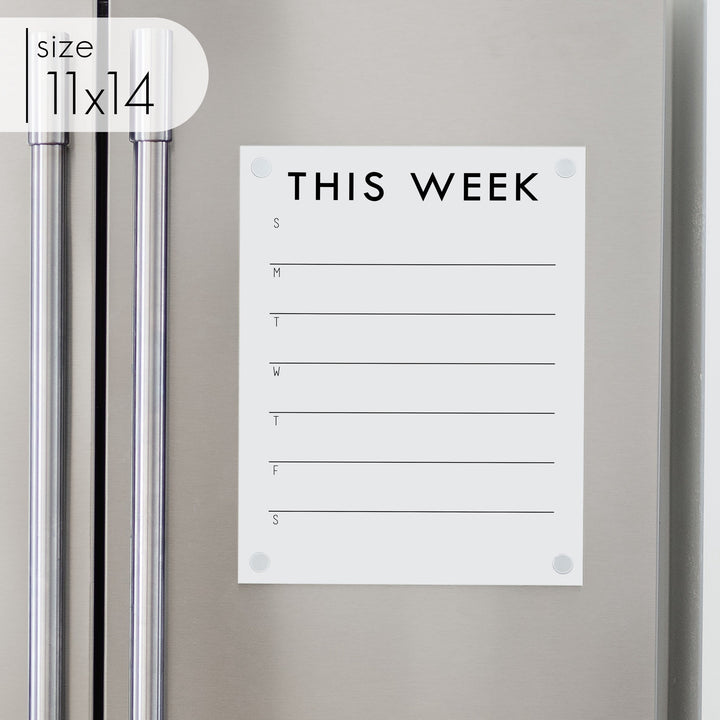 Weekly Acrylic White Fridge Calendar | Vertical Madi