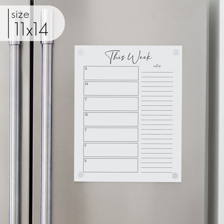 Weekly Acrylic White Fridge Calendar + 1 Section | Vertical Pennington