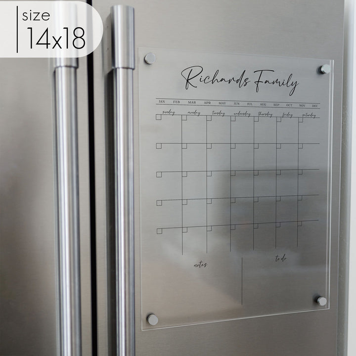 Monthly Acrylic Fridge Calendar + 2 Sections | Vertical Pennington