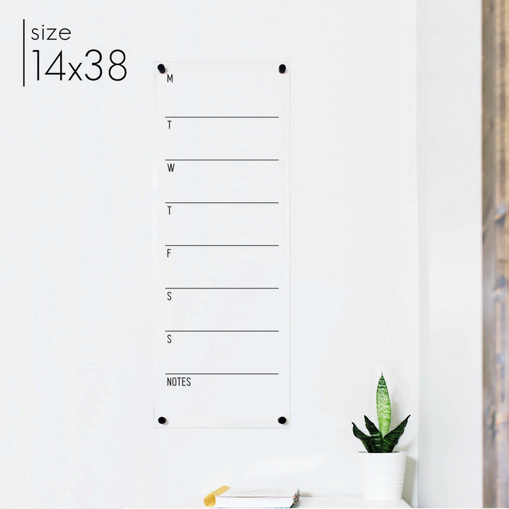 Slim Weekly Acrylic Calendar + 1 Section | Vertical Multi-style