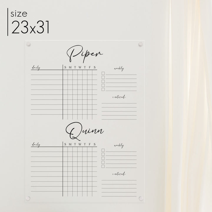 2 Person Acrylic Chore Chart | Vertical Pennington