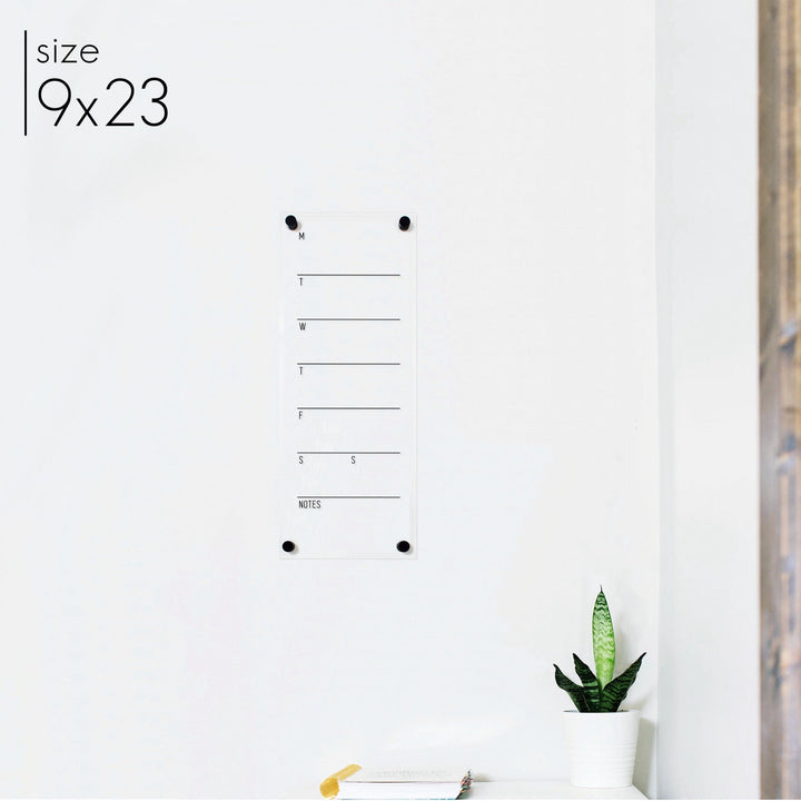 Slim Weekly Acrylic Calendar + 1 Section | Vertical Multi-style