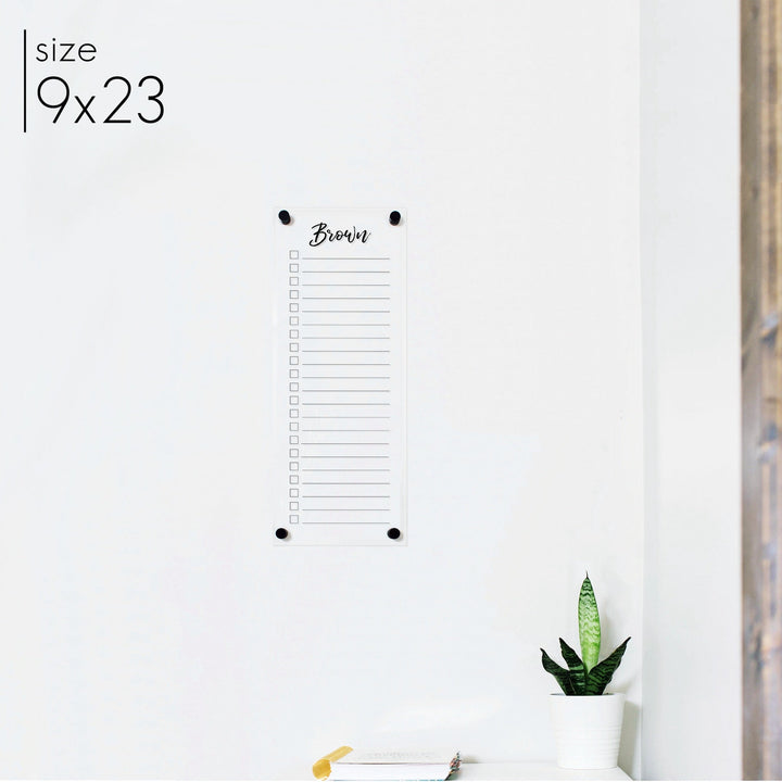 Slim Acrylic Dry-erase Checklist | Vertical Traeger