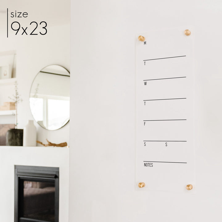 Slim Weekly Acrylic Calendar + 1 Section | Vertical Multi-style