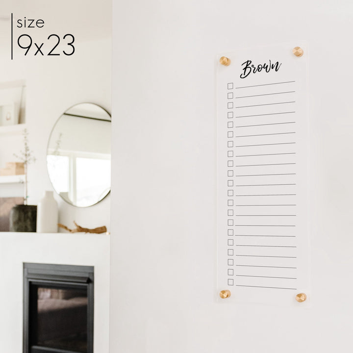 Slim Acrylic Dry-erase Checklist | Vertical Traeger