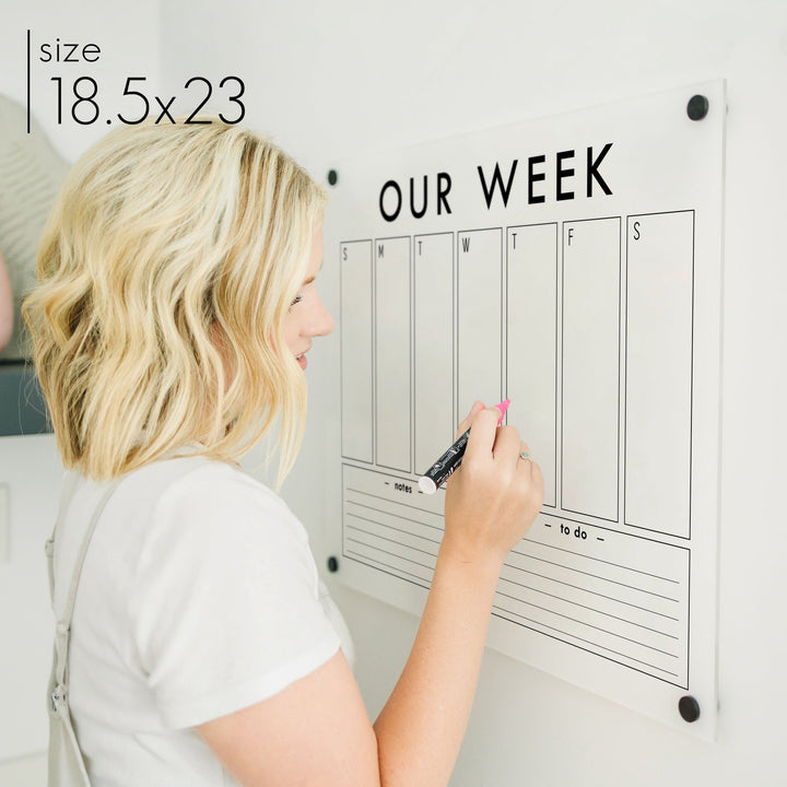 Weekly Frosted Acrylic Calendar + 2 Sections | Horizontal Craig