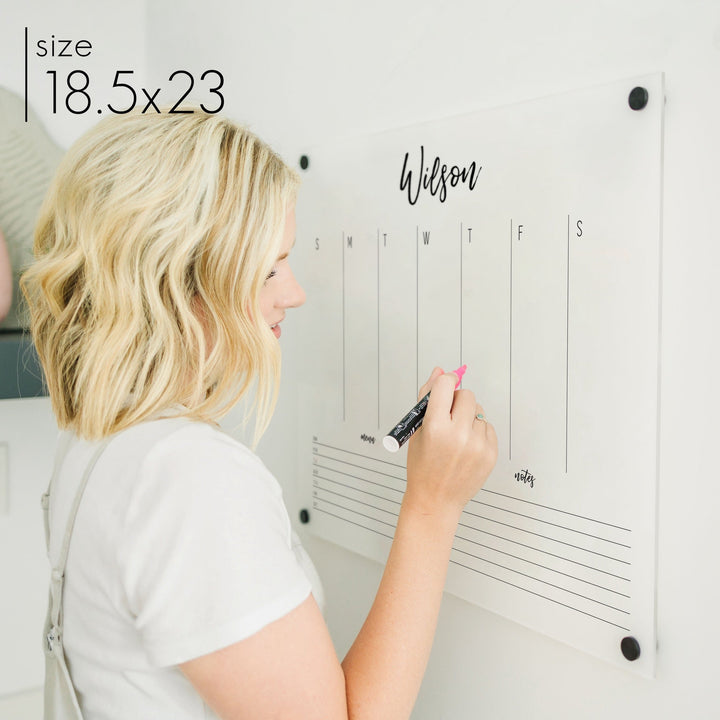 Weekly Frosted Acrylic Calendar + 2 Sections | Horizontal Traeger