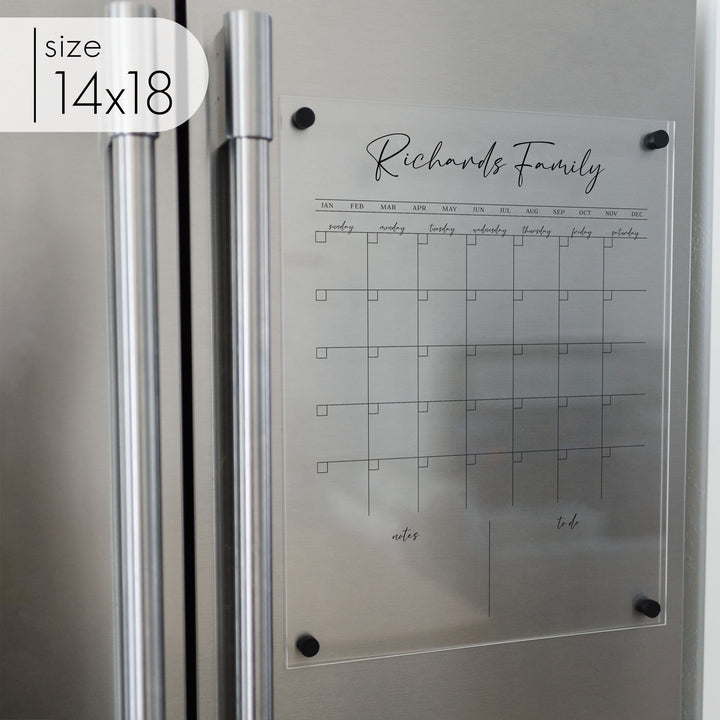 Monthly Acrylic Fridge Calendar + 2 Sections | Vertical Pennington