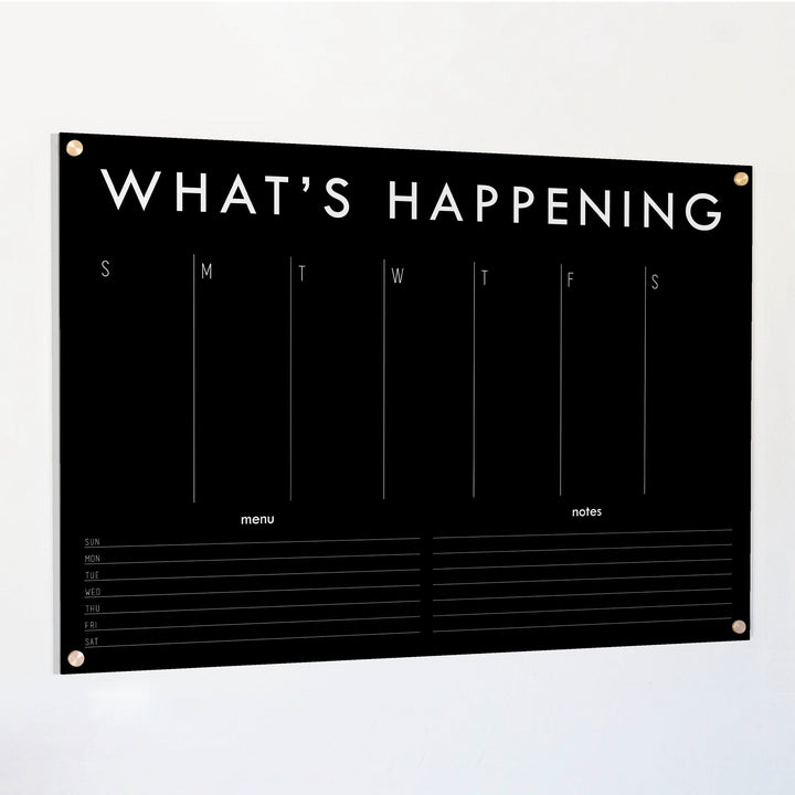Weekly Black Acrylic Calendar + 2 Sections | Horizontal Madi
