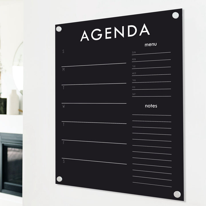 Weekly Black Acrylic Calendar + 2 Sections | Vertical Madi
