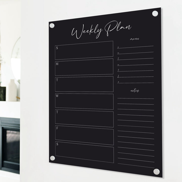Weekly Black Acrylic Calendar + 2 Sections | Vertical Pennington