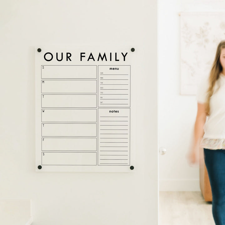 Weekly Frosted Acrylic Calendar + 2 Sections | Vertical Craig