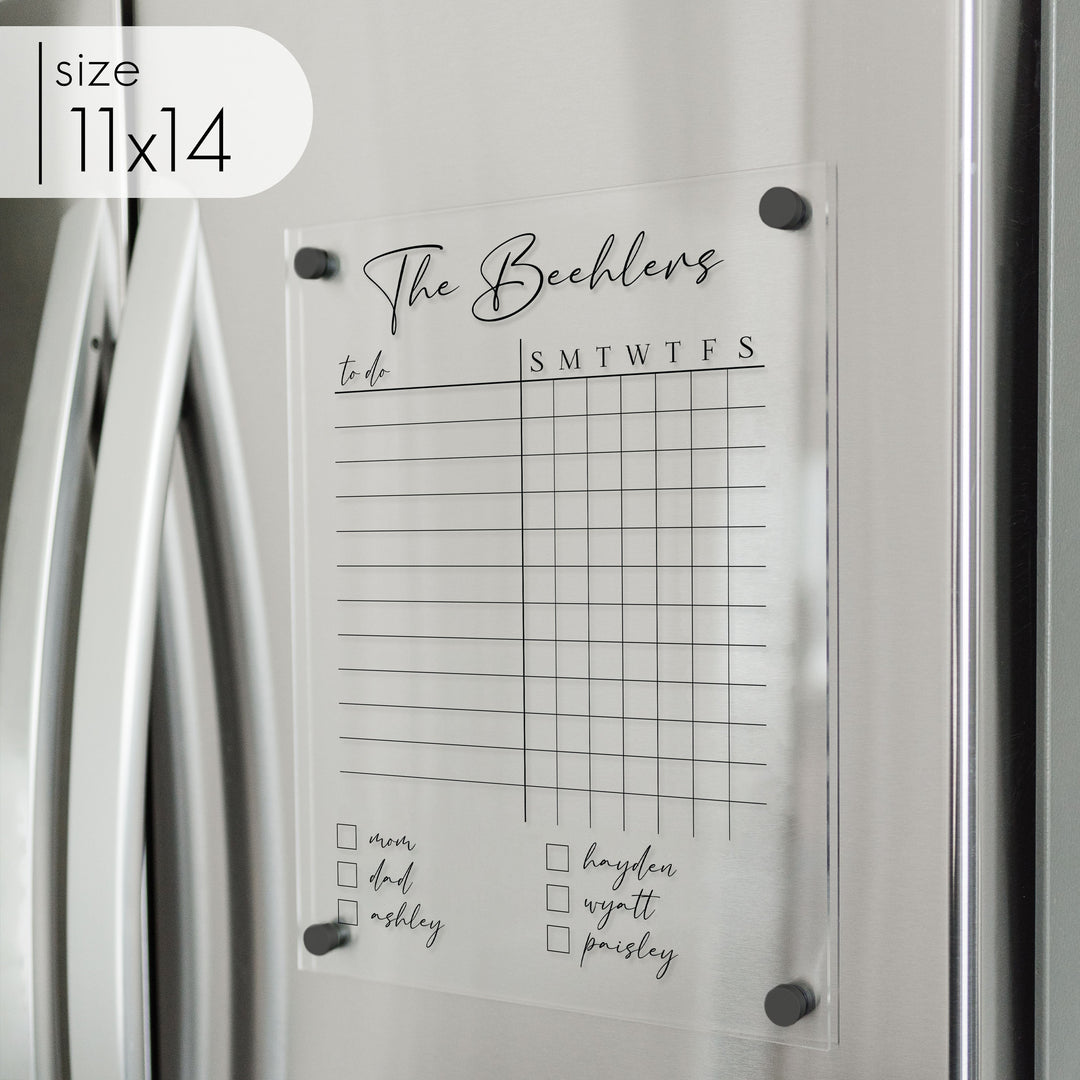 Acrylic Fridge Family Chore Chart | Vertical Pennington