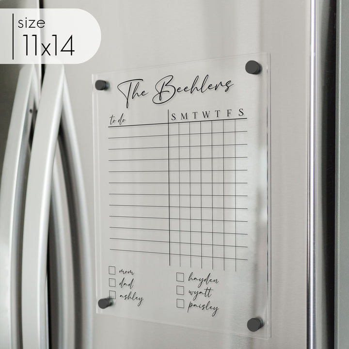 Acrylic Fridge Family Chore Chart | Vertical Pennington