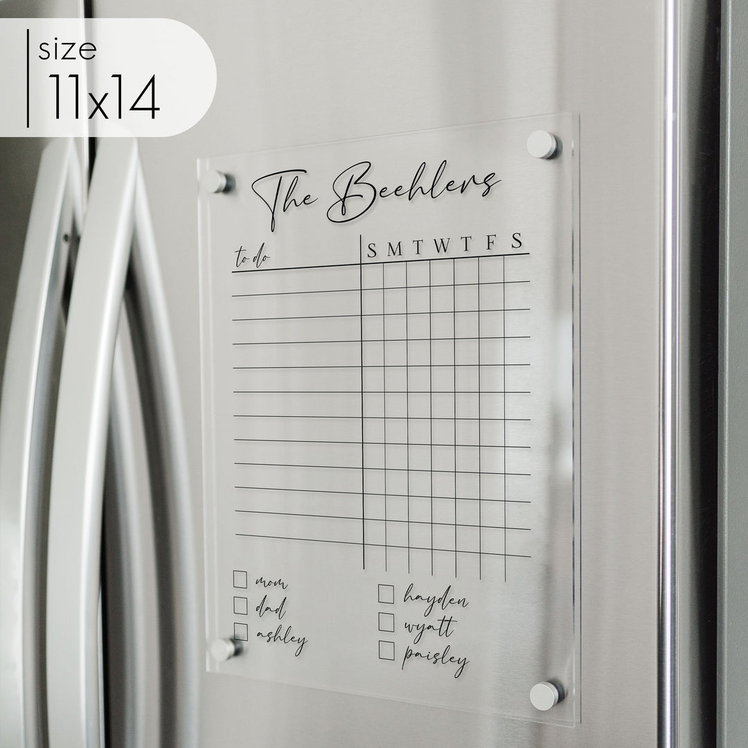 Acrylic Fridge Family Chore Chart | Vertical Pennington