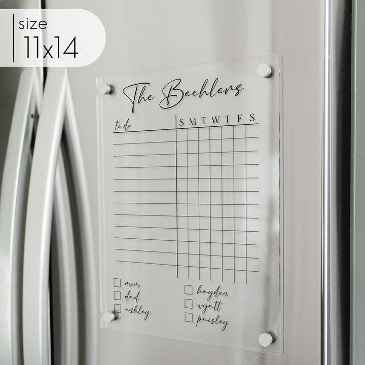 Acrylic Fridge Family Chore Chart | Vertical Pennington