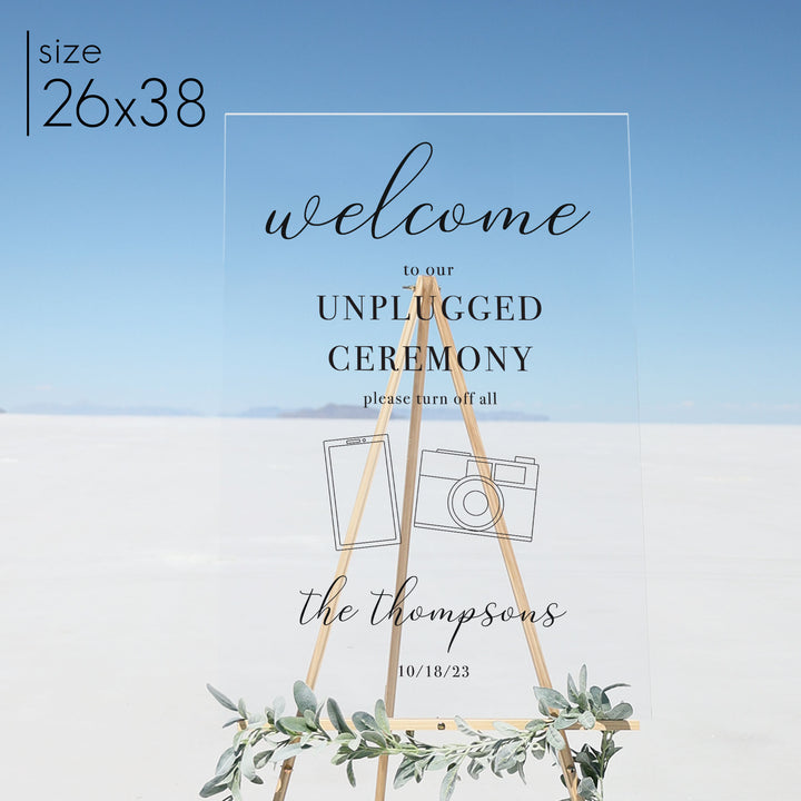Clear Acrylic Unplugged Ceremony Sign | Vertical Brooklyn
