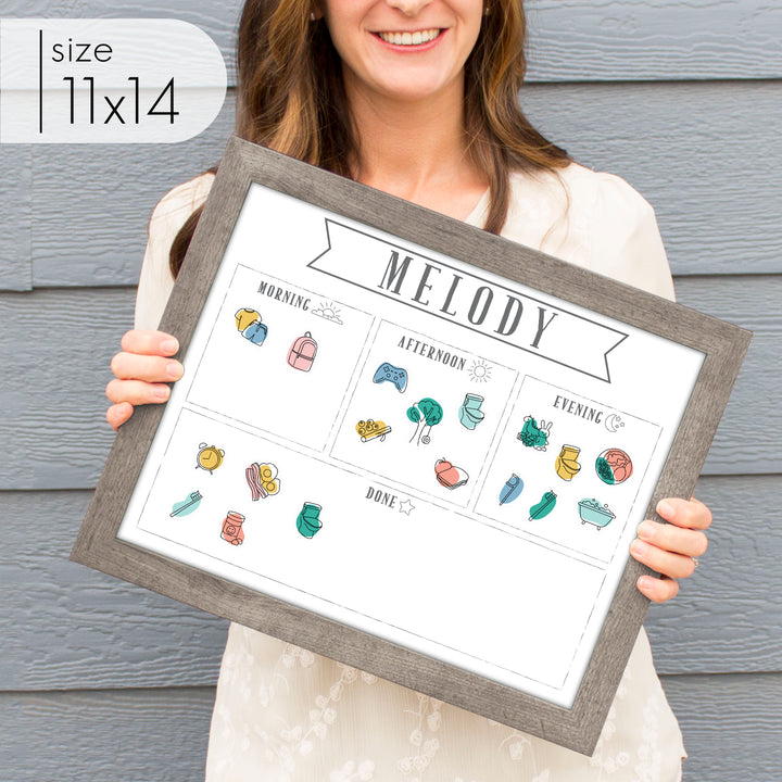 1 Person Framed Whiteboard Routine Chart | Horizontal Swanson