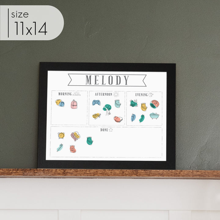 1 Person Framed Whiteboard Routine Chart | Horizontal Swanson