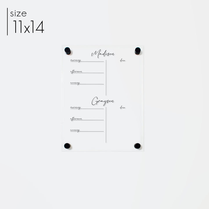 2 Child Acrylic Visual Toddler Chore Chart | Vertical Pennington