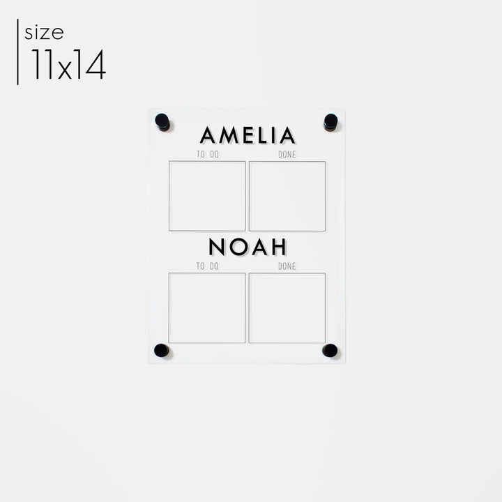 2 Child Acrylic Visual Toddler Chore Chart | Vertical Madi