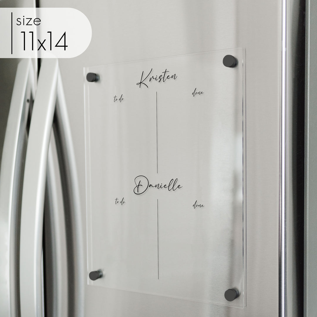 2 Child Acrylic Fridge Visual Toddler Chore Chart | Vertical Pennington