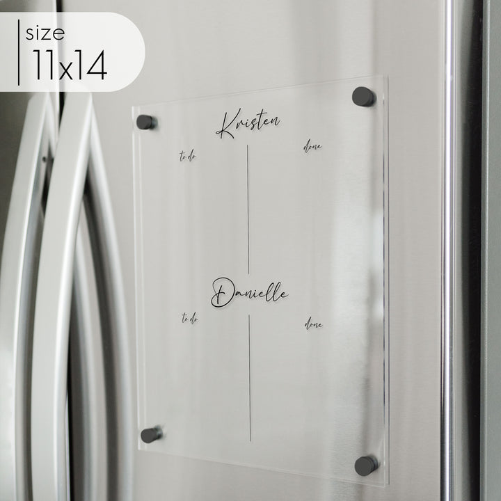 2 Child Acrylic Fridge Visual Toddler Chore Chart | Vertical Pennington