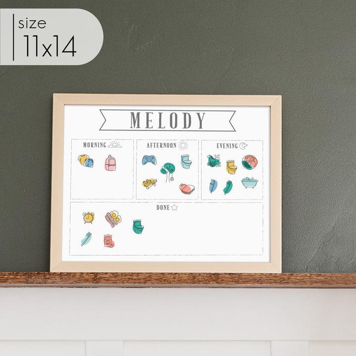 1 Person Framed Whiteboard Routine Chart | Horizontal Swanson