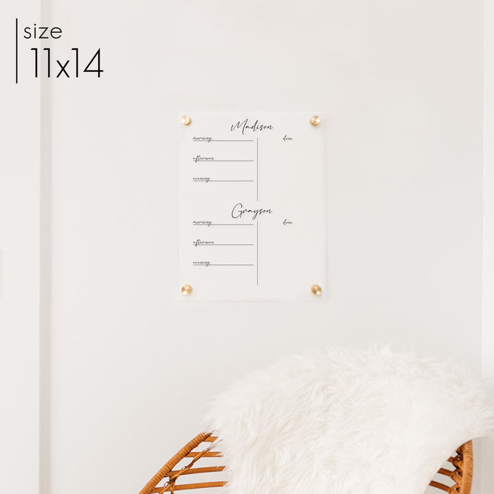 2 Child Acrylic Visual Toddler Chore Chart | Vertical Pennington