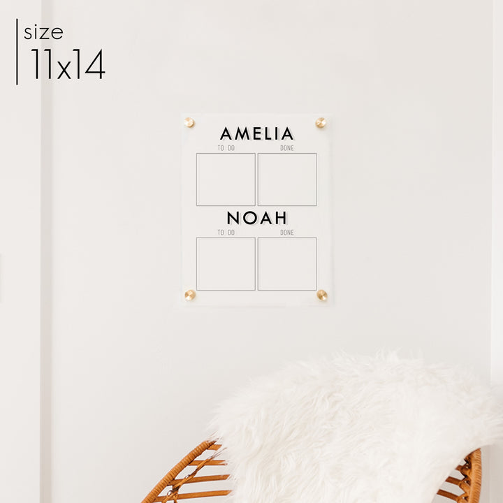 2 Child Acrylic Visual Toddler Chore Chart | Vertical Madi