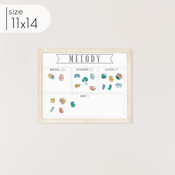 1 Person Framed Whiteboard Routine Chart | Horizontal Swanson