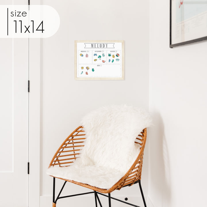 1 Person Framed Whiteboard Routine Chart | Horizontal Swanson