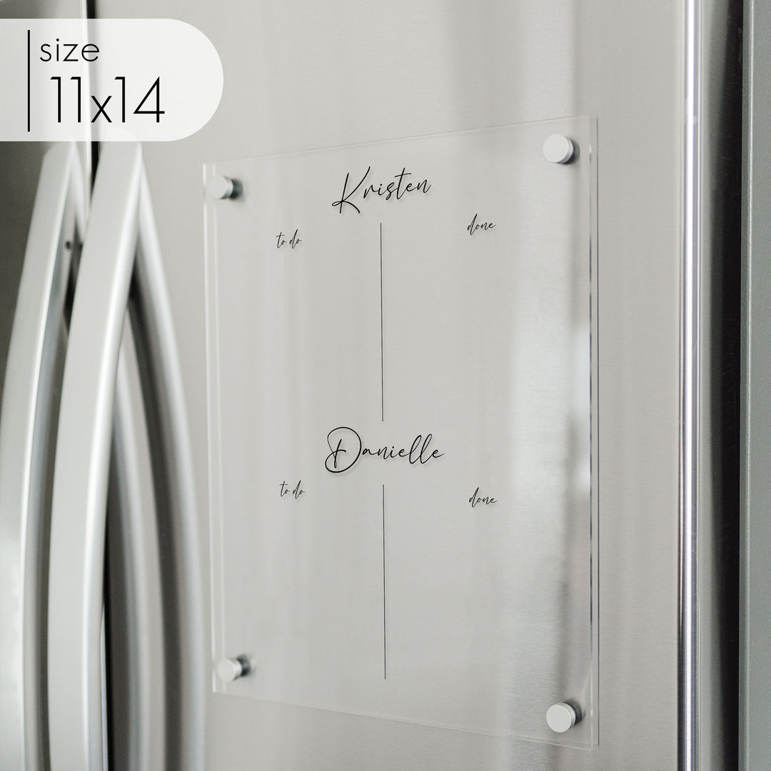 2 Child Acrylic Fridge Visual Toddler Chore Chart | Vertical Pennington