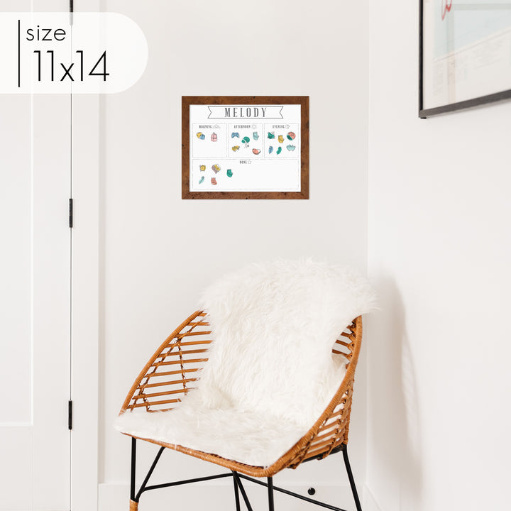 1 Person Framed Whiteboard Routine Chart | Horizontal Swanson