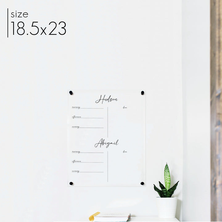 2 Child Acrylic Visual Toddler Chore Chart | Vertical Pennington